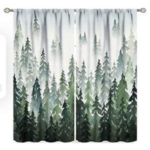 Woodland Forest black out curtains Set of 2 Panels 42” x 63”